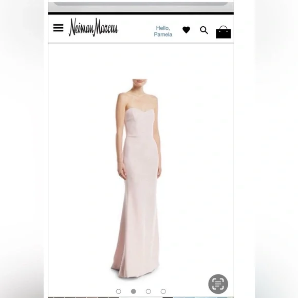 Neiman Marcus Badgley Mischka Blush Pink Strapless Gown w Organza Sheer Overlay - Picture 8 of 9